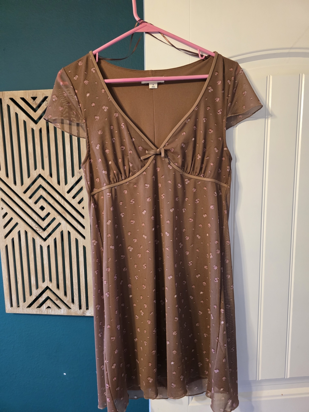 Aeropostale Brown Mini Dress with Pink Floral Print